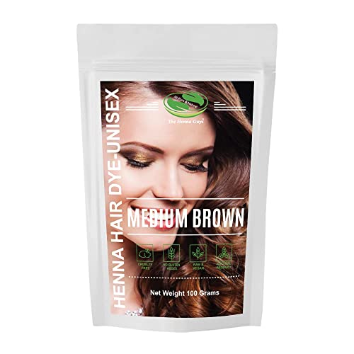 1 Pack Of Medium Brown Henna Hair & Beard Color/Dye 100 Grams - Natural Hair Color, Plant-based Hair Dye - The Henna Guys