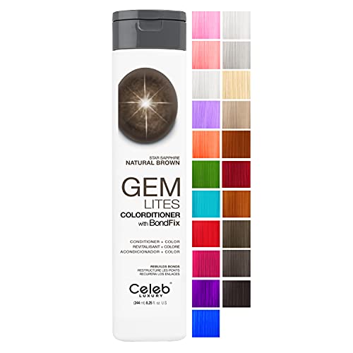 Celeb Luxury Gem Lites Star Sapphire Colorditioner, Color Depositing Conditioner with Bondfix Bond Rebuilder, Semi Permanent Hair Colour Glaze, , Maintains and Refreshes Medium to Deep Brown Tones