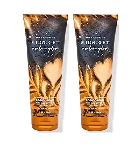 Bath & Body Works Midnight Amber Glow Ultimate Hydration Body Cream For Women 8 Fl Oz 2- Pack (Midnight Amber Glow), 8.0 ounces