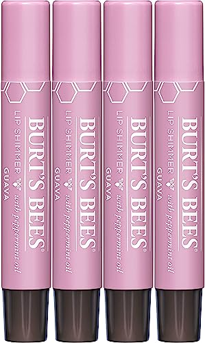 Burt's Bees Shimmer Lip Tint Set, Mothers Day Gifts for Mom Tinted Lip Balm Stick, Moisturizing for All Day Hydration with Natural Origin Glowy Pigmented Finish & Buildable Color, Guava (4-Pack)