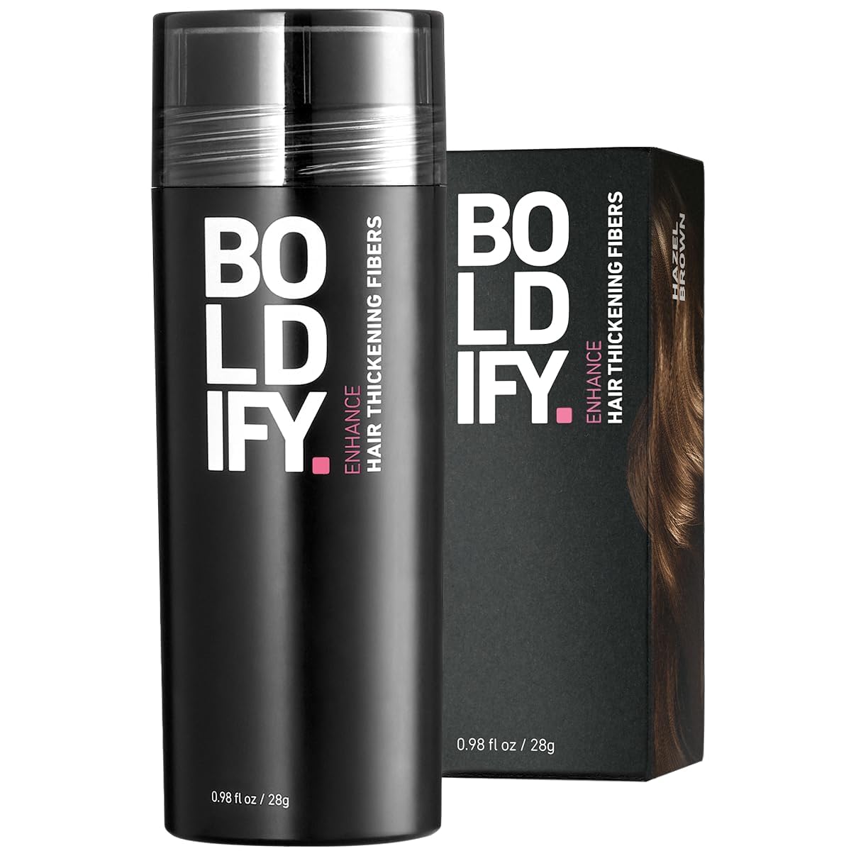 BOLDIFY Hair Fibers (28g) Fill In Fine and Thinning Hair for an Instantly Thicker & Fuller Look - Best Value & Superior Formula -14 Shades for Women & Men - HAZEL BROWN