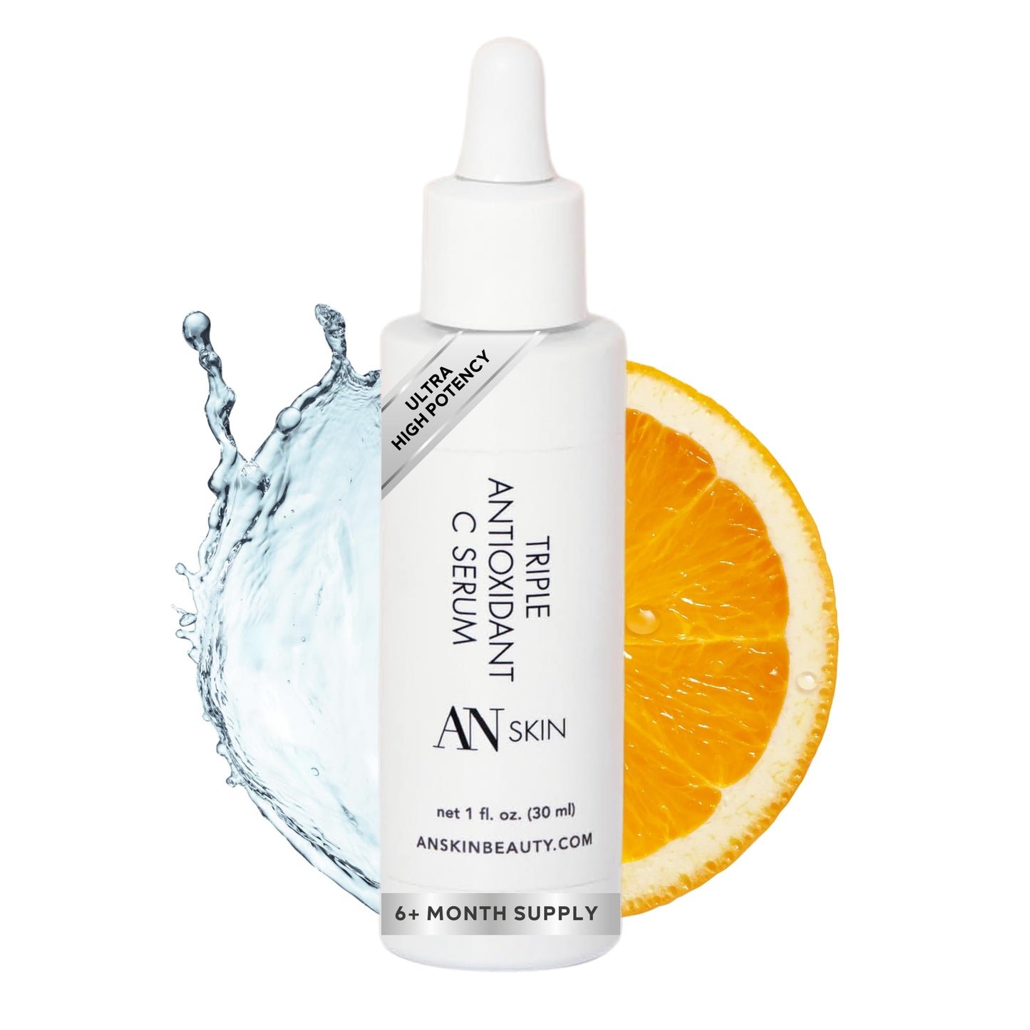 A N Skin Triple Antioxidant Vitamin C Face Serum - Facial Brightening Serum for Face - Dark Spot Corrector and Anti Aging Serum for Brightest & Healthiest Complexion
