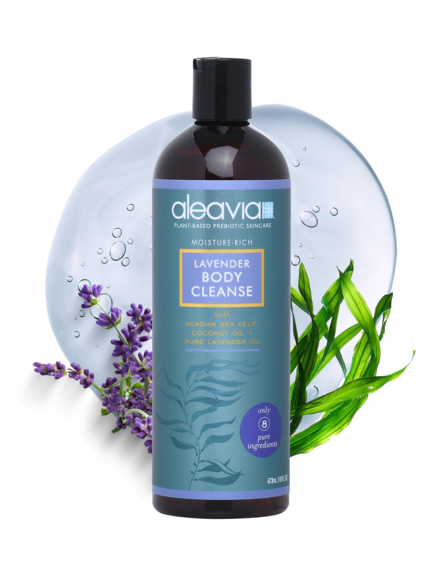 Aleavia Lavender Body Cleanse �?Organic & All-Natural Prebiotic Body Wash, Scented with Pure Essential Oils �?Nourish Your Skin Microbiome �?16 Oz.