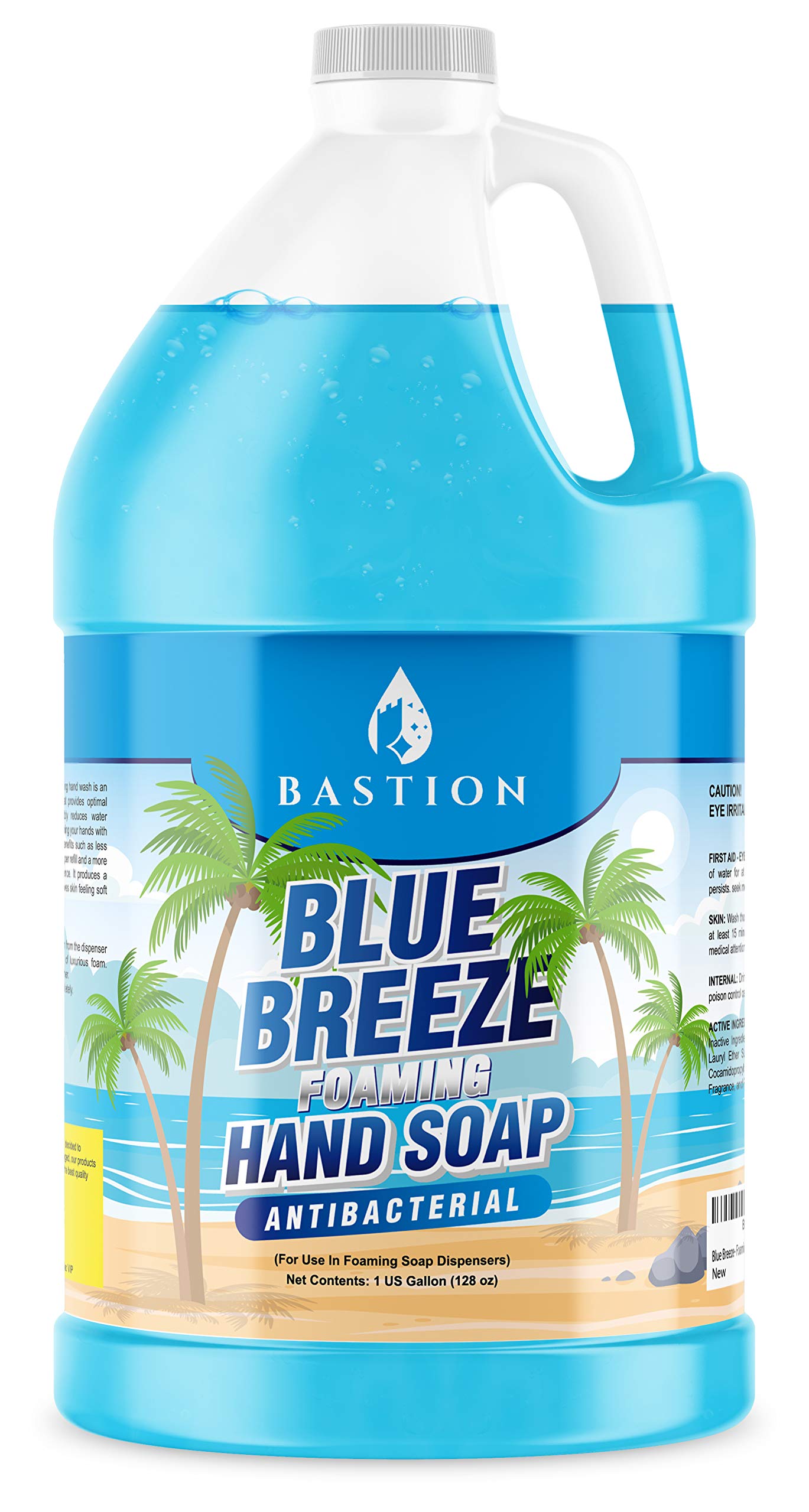 Bastion Foaming Hand Soap Refill - 1 Gallon (128oz) Antibacterial Hand Wash - Refreshing Clean Blue Breeze Scent Bulk Jug -Made In The USA