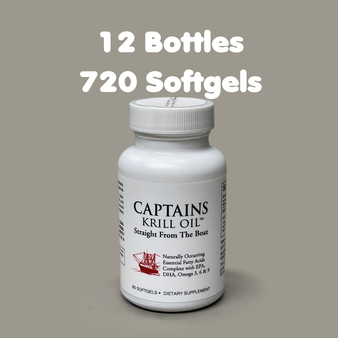 ZA@ CAPTAIN KRILLS 12 Bottles Krill Oil Dietary Supplement Omega 3, 6, 9 - 720 Softgels BB 11/23 (New)