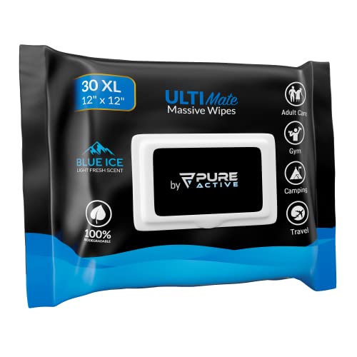 Body Wipes For Men �?30 Extra Large Body Wipes for Camping 12"x12" Body Wipes After Workout - Deodorizing Mens Shower Wipes In Travel - Extra Thick Face Wipes - Shower Wipes For Men Adult Bathing