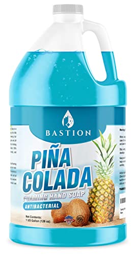 Bastion Foaming Antibacterial Hand Soap: Pina Colada Scented Refill 1 Gallon (128 oz) Bulk Hand Wash