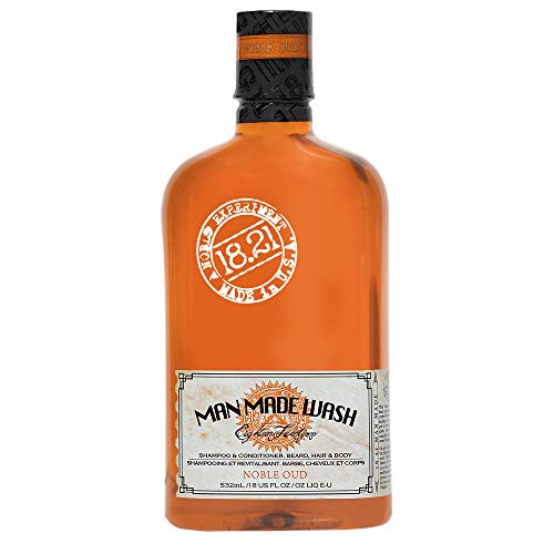 18.21 Man Made Original Noble Oud 3-in-1 Body Wash, Shampoo, & Conditioner for Men, All Hair & Skin Types, Strengthens and Moisturizes in a Manly Aroma, 18oz