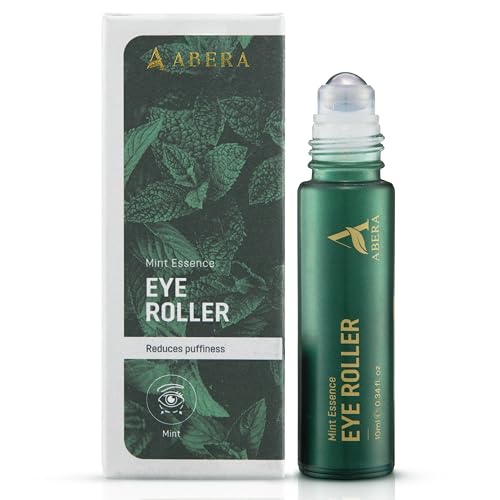 Abera Eye Roller Serum with Mint Essence, Vitamin C and Peptides - Energizing Serum for Dark Circles and Puffiness, Fine Lines, Wrinkles - Brightening Serum, 0.34 fl oz