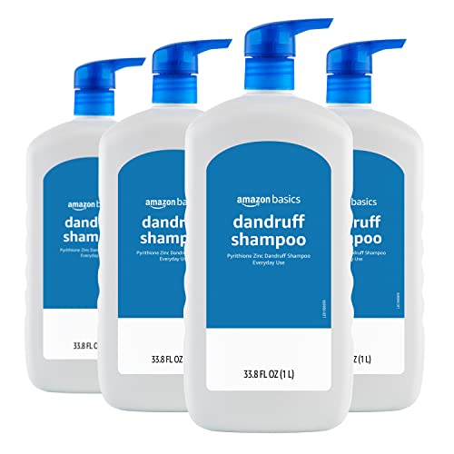 Amazon Basics Dandruff Shampoo, Everyday Use, Normal to Oily Hair, 33.8 Fluid Ounces, 4-Pack (Previously Solimo)