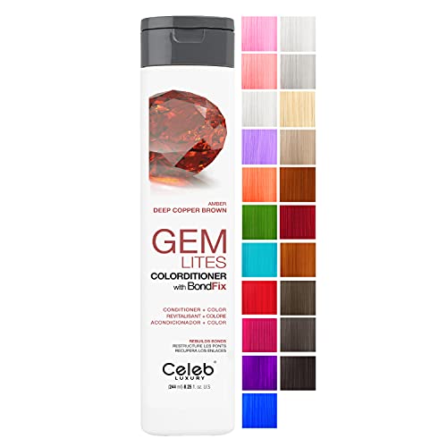 Celeb Luxury Gem Lites Colorditioner, Semi-Permanent Professional Hair Color Depositing Conditioner, Amber , 8.25 Fl Oz (Pack of 1)