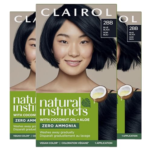 Clairol Natural Instincts Demi-Permanent Hair Dye, 2BB Blue Black Hair Color, Pack of 3