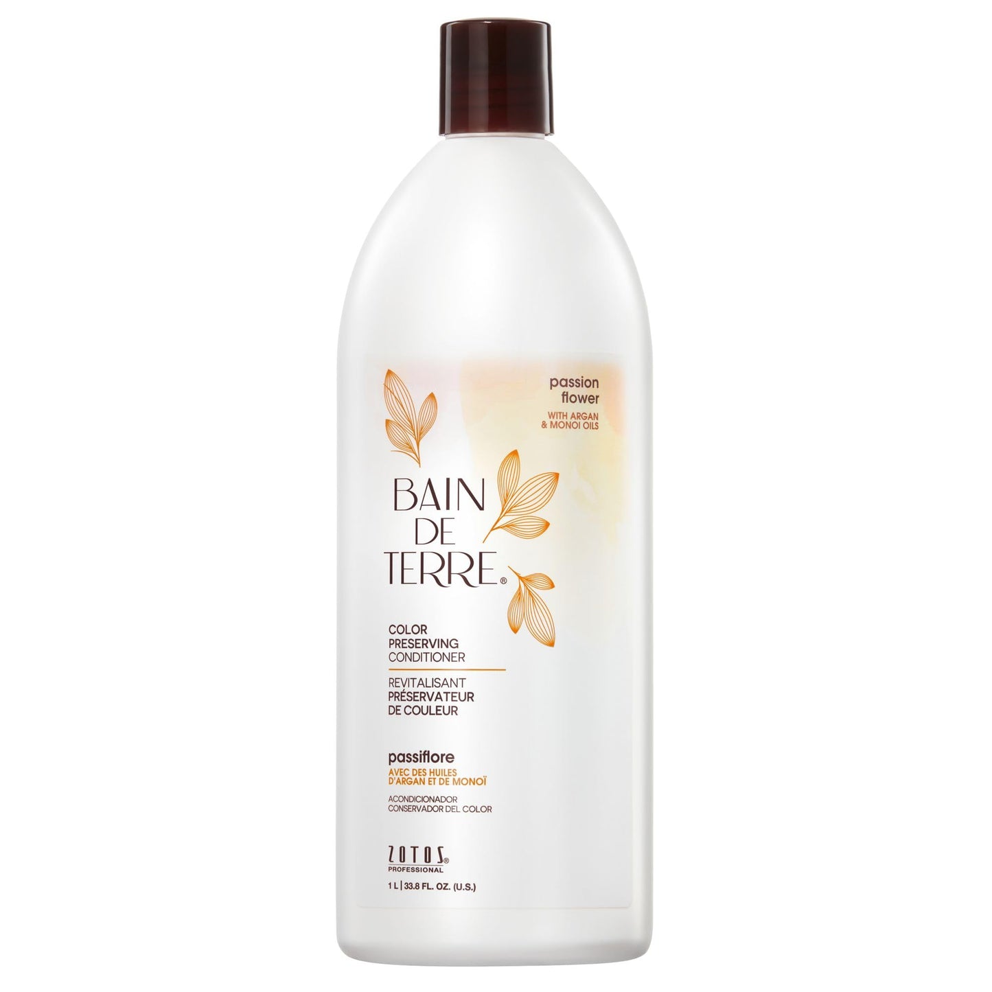 Bain de Terre Passion Flower Color Preserving Conditioner, Luxurious Hydration for Vibrant Color & Protection from Fading, with Argan & Monoi Oils, Paraben-free, Vegan, 33.8 Oz