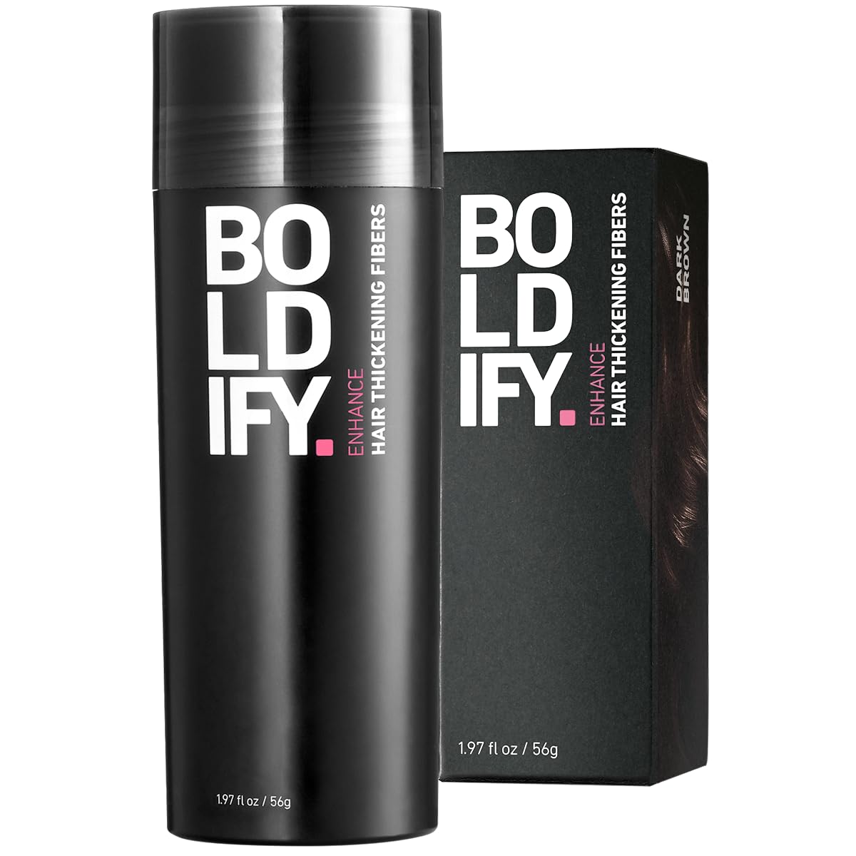 BOLDIFY Hair Fibers (56g) Fill In Fine and Thinning Hair for an Instantly Thicker & Fuller Look - Best Value & Superior Formula -14 Shades for Women & Men - DARK BROWN