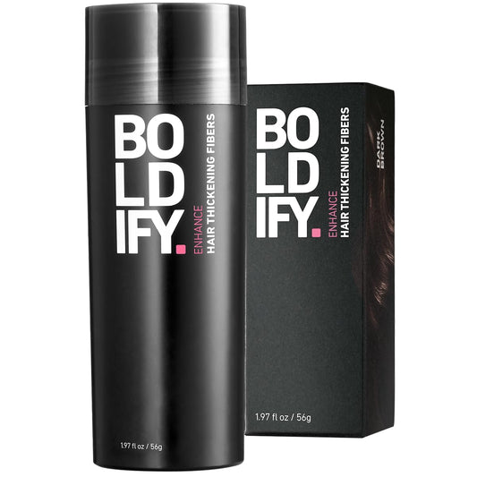 BOLDIFY Hair Fibers (56g) Fill In Fine and Thinning Hair for an Instantly Thicker & Fuller Look - Best Value & Superior Formula -14 Shades for Women & Men - DARK BROWN