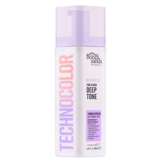 Bondi Sands Technocolor Magenta 1 Hour Express Self Tanning Foam, Best for Olive to Deep Skin Tones Looking for a Rich, Deep Toned Tan, 6.76 fl. oz.