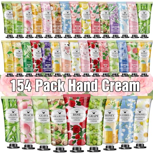 154 Pack Hand Cream Gifts Set For Women,Mothers Day Gifts for Mom,Nurse Week Teacher Appreciation Gifts,Bulk Hand Lotion Travel Size for Dry Cracked Hands,Mini Hand Lotion for Baby Shower Party Favors