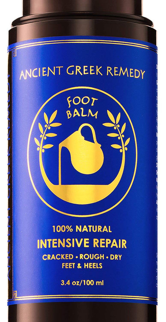 Ancient Greek Remedy Organic Foot Balm for Dry Cracked Feet and Heels, Made of Olive, Almond, Sunflower, Lavender and Vitamin E Oil. Natural Cream Moisturizer for Dry Skin Care for Women, Men