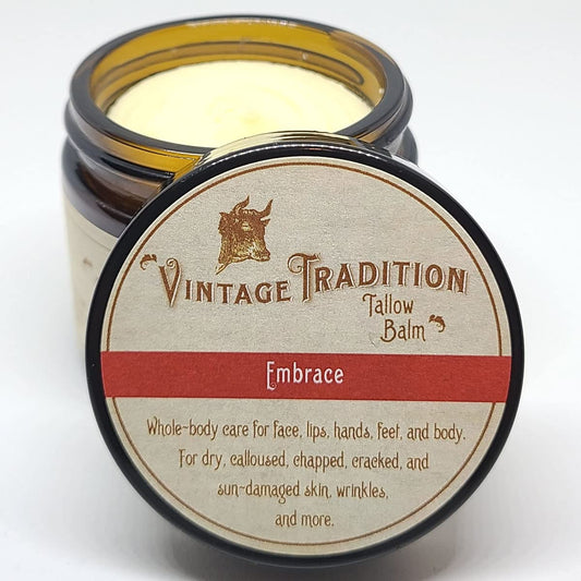 Beef Tallow All Purpose Balm �?Healing, Hydrating Jasmine Oil Skin Care Salve Replaces Body Lotion, Hand Cream, More �?Essential Oil, Olive Oil, and Grass-Fed Tallow by Vintage Tradition, 2 fl. oz.