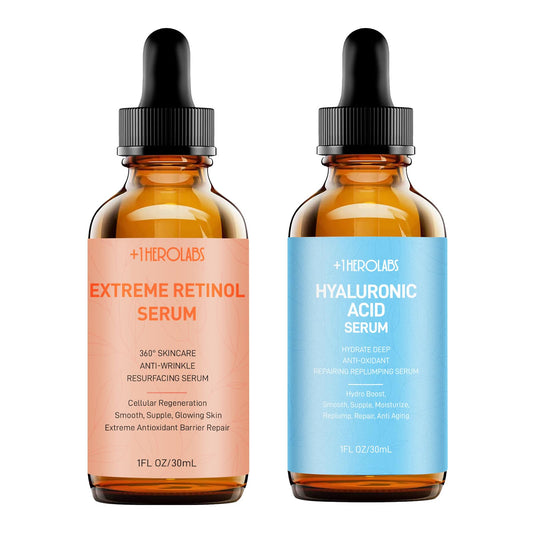 +1Herolabs Face Serum Set �?Retinol Serum & Hyaluronic Acid Serum for Face �?Anti Aging Serum Skin Care Set for Women �?Serum for Firm, Wrinkle Smoothing
