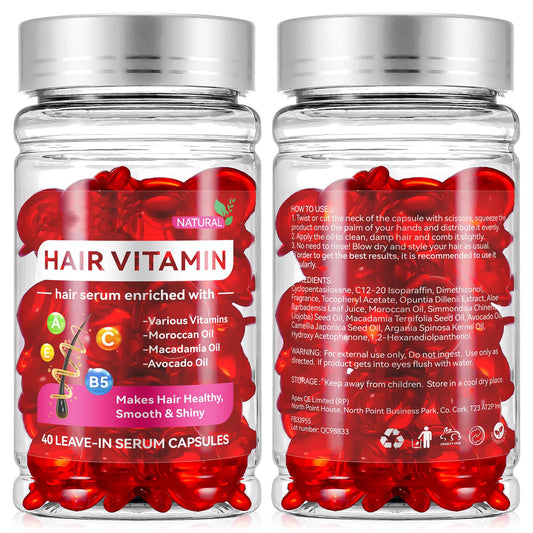 caqorzo Hair Vitamin Serum Capsule, Hair Treatment Serum, Enriched with Moroccan Macadamia Avocado Oils, Vitamins A C E Pro B5, No Rinse and Safe for All Hair(Pack of 2)