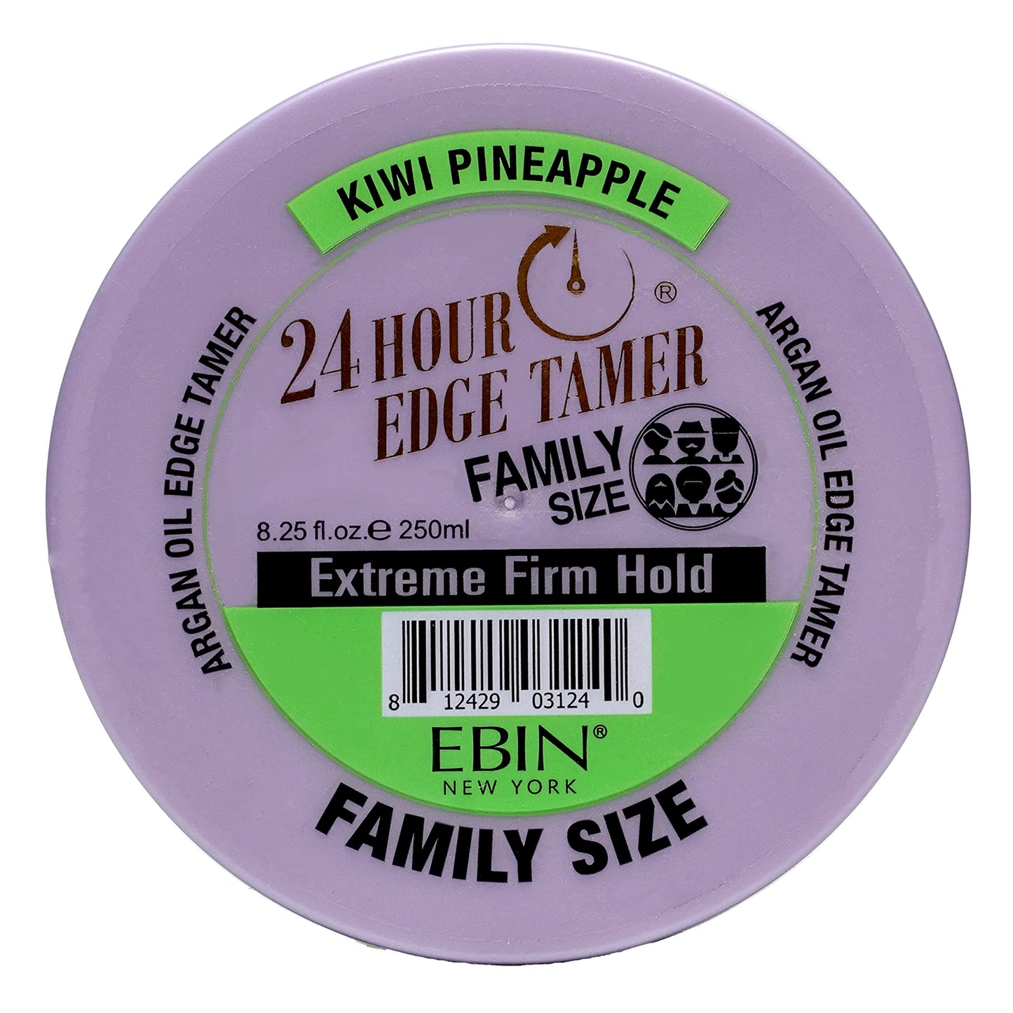 24 Hour Edge Tamer Refresh (8.25oz/ 250ml, Kiwi Pineapple)) | Extreme Firm Hold, Smooths & Tames Frizz | No Flaking or Drying | High Shine, Long Lasting, All Hair Types, Styling Gel.