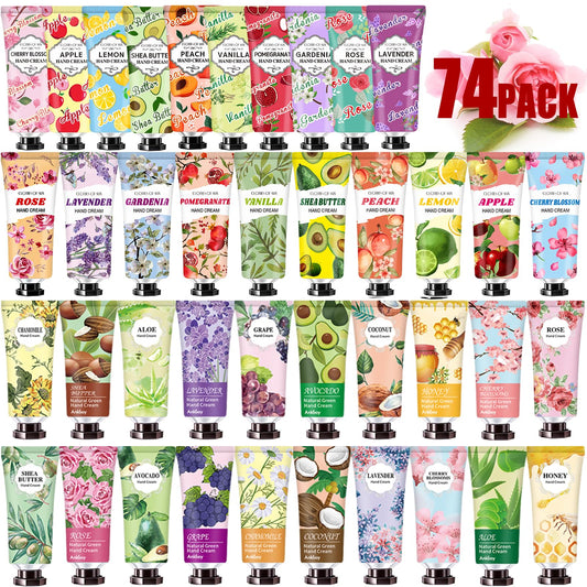 74 PACK Hand Cream Mothers Day Gifts for Mom,Plant Fragrance Hand Cream For Women and Girls,Moisturizing Hand Lotion For Dry Hands,Travel Size Mini Lotion Perfect for Mother's Day Gifts in Bulk